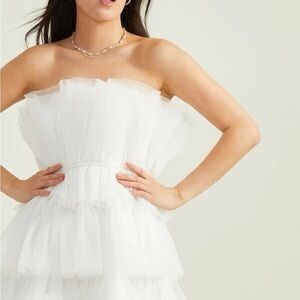 NWOT White Strapless Tulle Dress